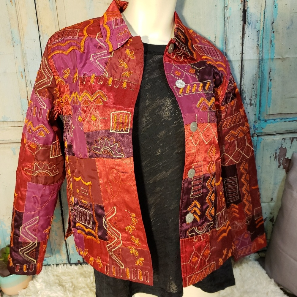 French Laundry light jacket red embroidery medium